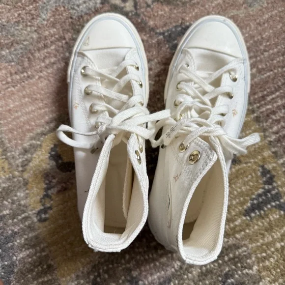 Converse Chuck Taylor All Star Lift Tattoo Vintage White High Top Platform Shoes - Picture 15 of 15